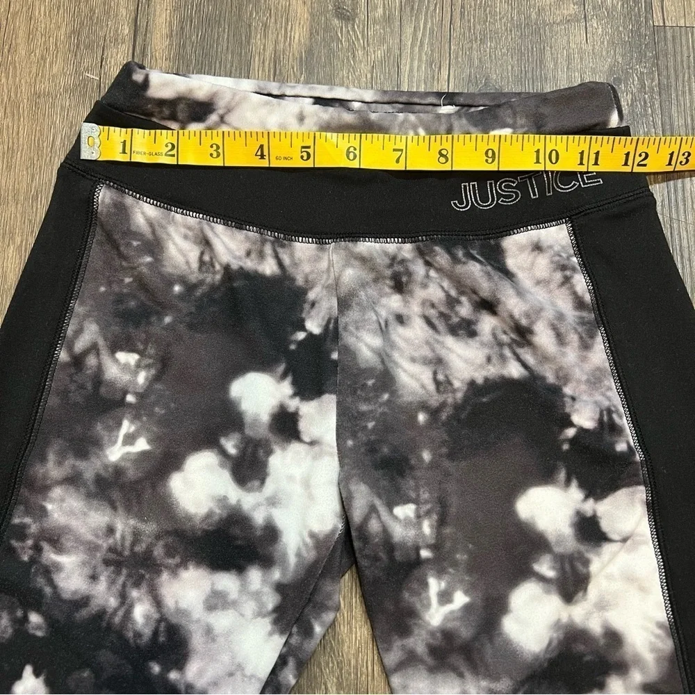Justice Tie Dye Marble Black and White Stretch Leggings Mid Waist Girls 12